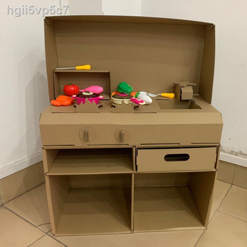 [Mới nhất ]Hộp bìa cứng đồ chơi tự làm thủ công cửa hàng nhỏ xe bán động nhà bếp các tông mô phỏng hình cho trẻ em