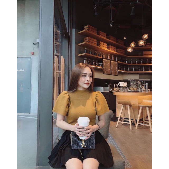 Áo len tay cộc tay phồng siêu hot