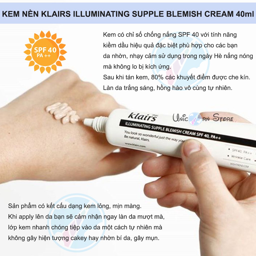 Kem Nền Nâng Tone Da và Kiểm Soát Bã Nhờn Klairs Illuminating Supple Blemish Cream 40ml | BigBuy360 - bigbuy360.vn