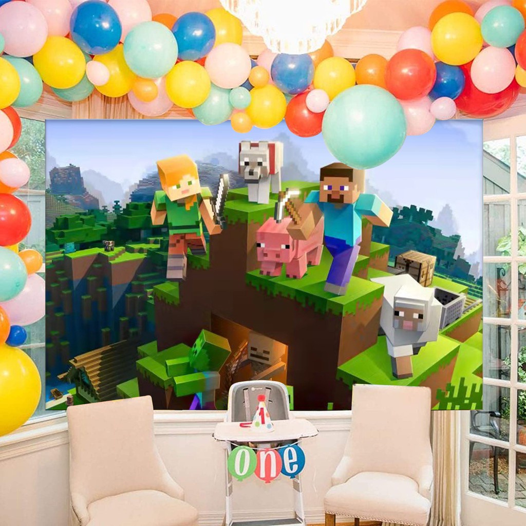 Phụ Kiện Trang Trí Tiệc Sinh Nhật Chủ Đề Hoạt Hình Minecraft