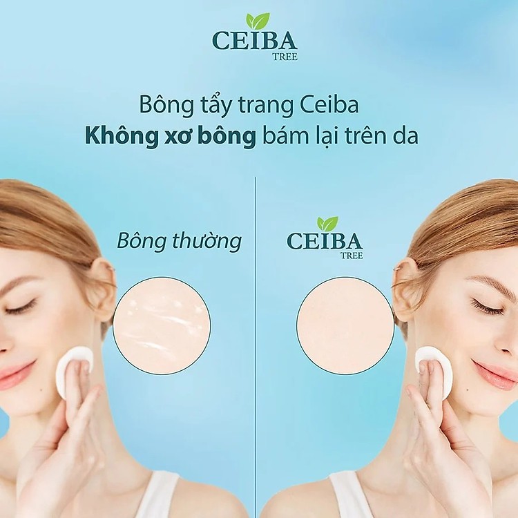 Bộ 5 Bông Tẩy Trang Ceiba 100% Cotton Siêu Tiết Kiệm Dung Dịch 120 Miếng