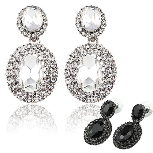 Đôi Khuyên Tai HìNh Oval ĐíNh Kim Cương Giả LấP LáNh ThờI Trang Cho Nữ