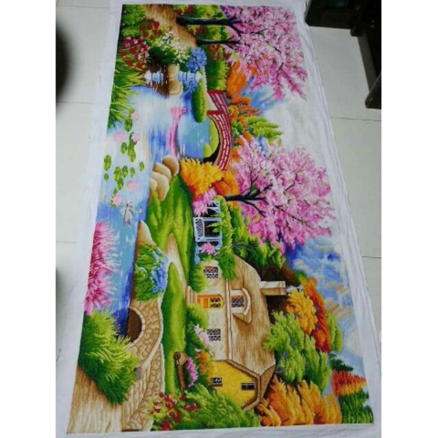 Tranh thêu kín tổ ấm hạnh phúc khổ 1m68 và 1m 8