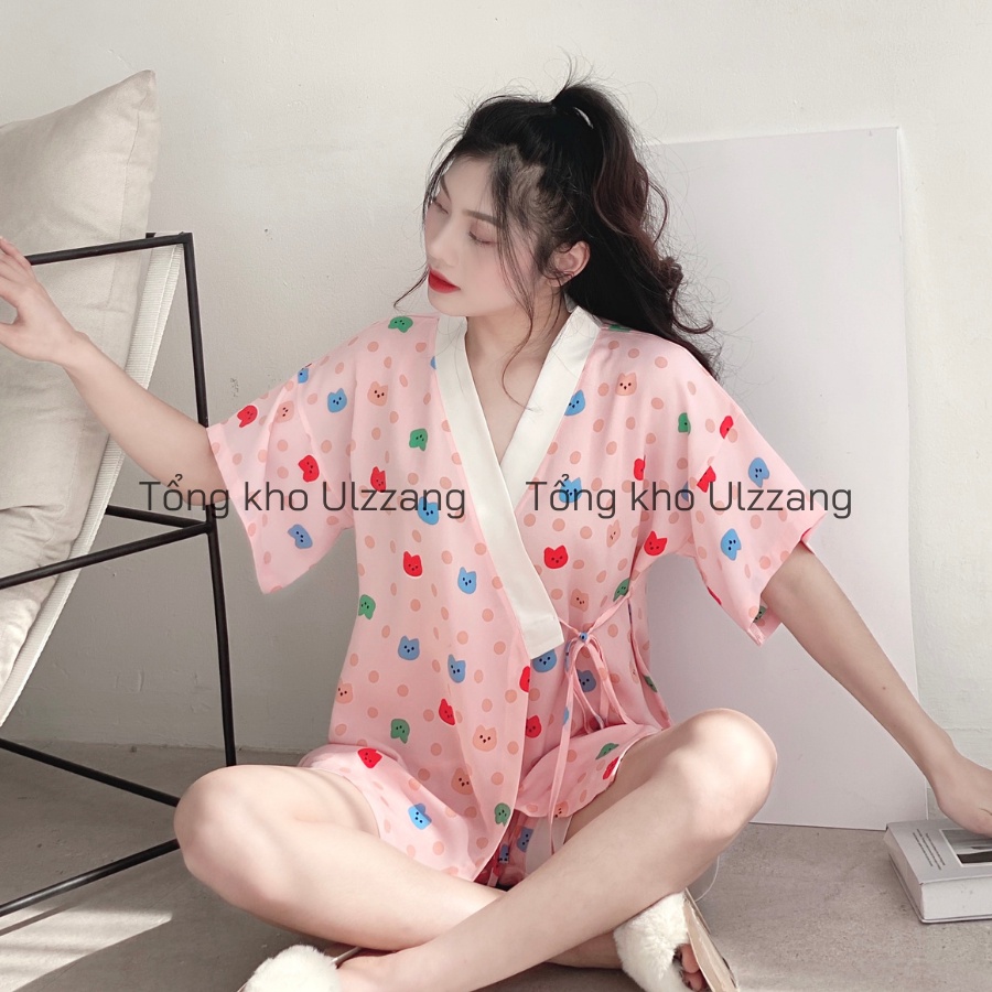 Bộ Pijama Kimono Lụa Cao Cấp Mềm Mịn Nhiều Họa Tiết Dễ Thương | WebRaoVat - webraovat.net.vn