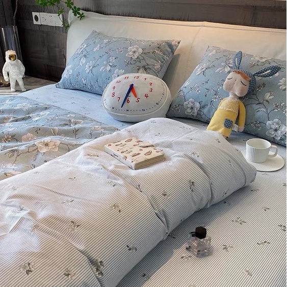Bộ chăn ga gối cotton organic Hoa đá Dreamhome