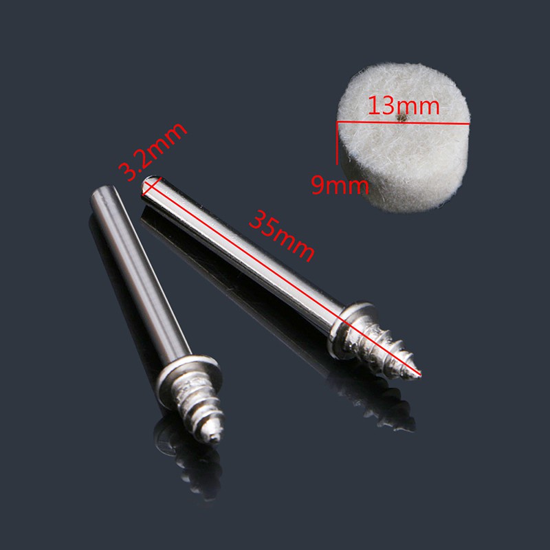 Bộ 100 Miếng Len Đánh Bóng 13mm + 2 Đầu Mài Cho Máy Mài