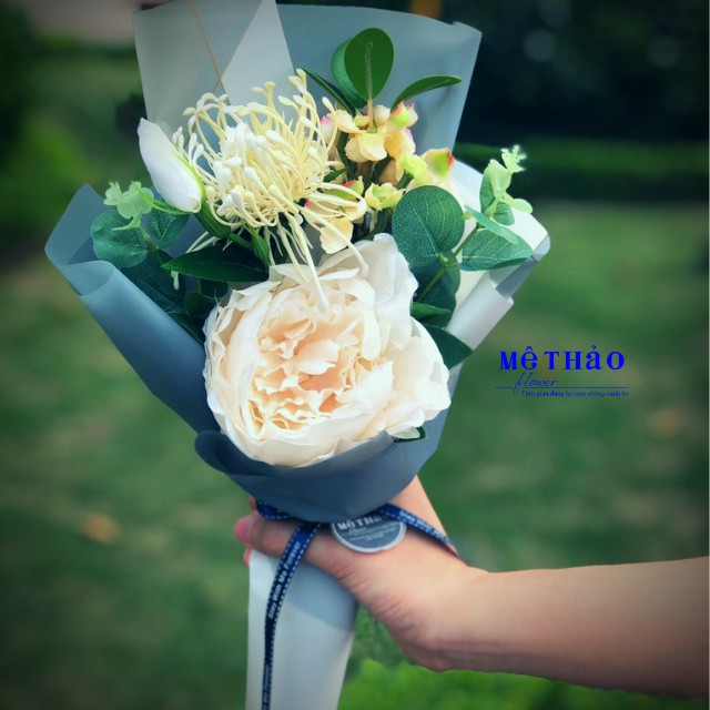 [Ảnh shop chụp] Bó Hoa Giả Chất Liệu Lụa cao Cấp Phong Cách Hàn Quốc Mê Thảo Flower