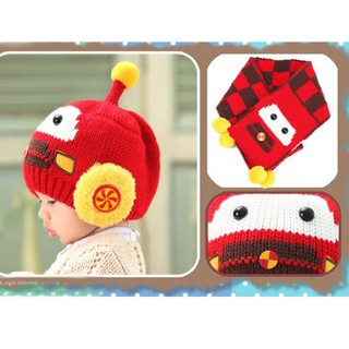 Mũ len robot + khăn choàng cổ