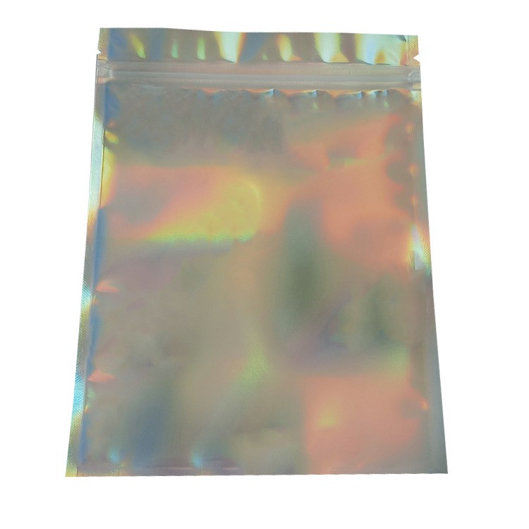 100Pcs Holographic Nhôm Foil Glitter Túi Phía Trước Trong Suốt / Mặt Sau Khóa Kéo Mù Tự Niêm Phong Túi Niêm Phong Nhiệt Holographic Aluminium Foil Glitter Bag Front Transparent/ Back Blind Zipper Self Sealing Heat Seal Pouch