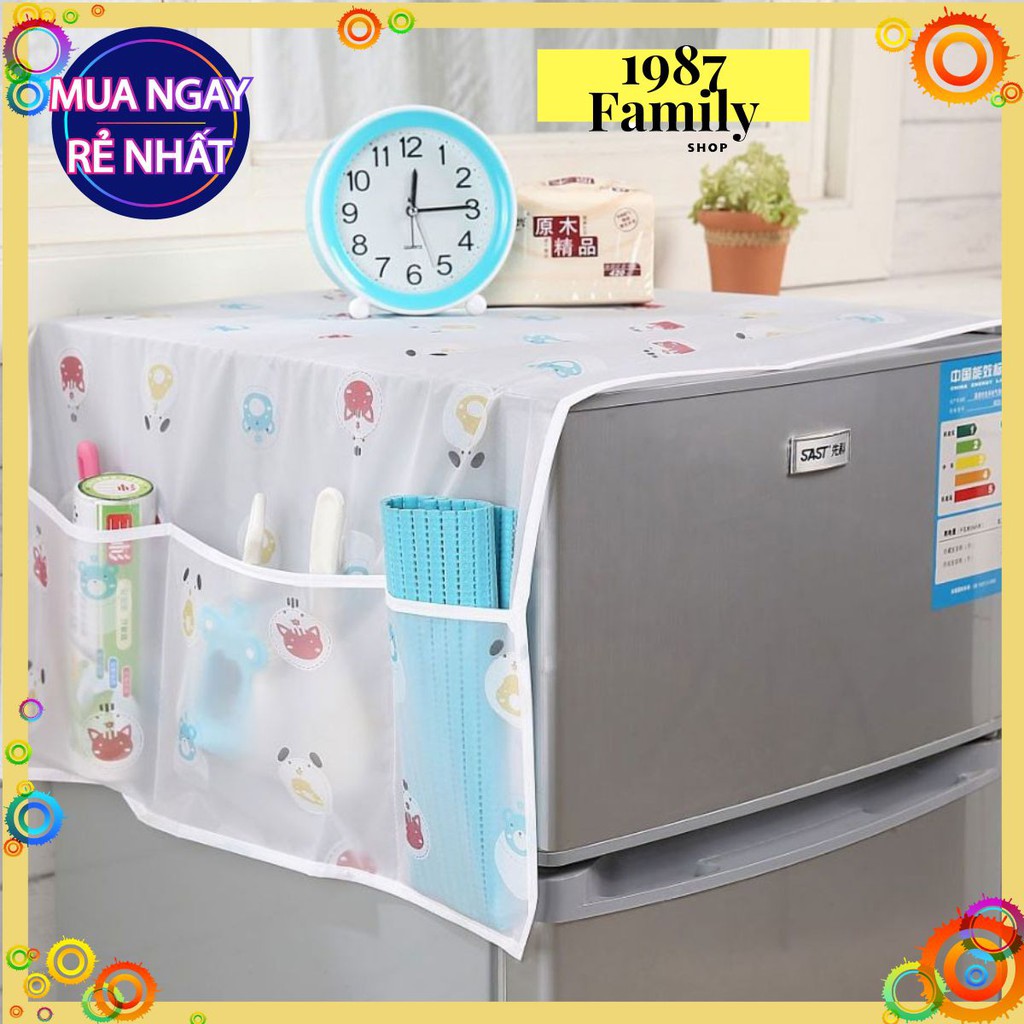 Tấm Phủ Tủ Lạnh 129x54 cm -Áo Trùm Phủ Tủ Lạnh Có Chia Túi Để Đồ Gọn Gàng 👉 Loại DÀY ĐẸP, Chống Thấm Cao Cấp ⭐GD094