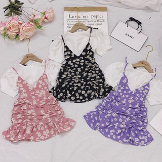 Set yếm hoa cúc cho bé gái