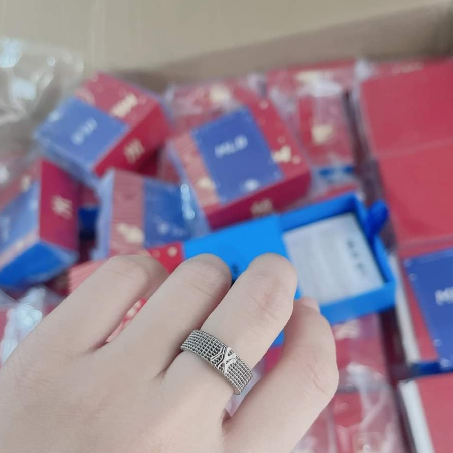 Nhẫn MLB unisex nam nữ titan sáng bóng cao cấp fullbox làm quà