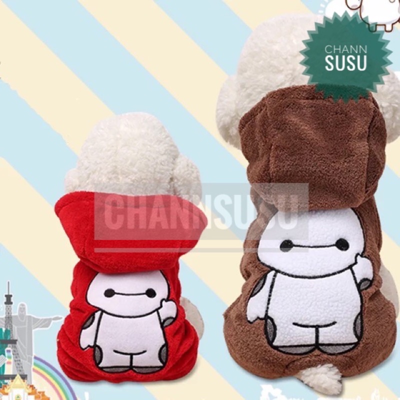 QUẦN ÁO CHÓ MÈO - Áo BayMax 4 chân cho chó mèo chất nhung mịn đẹp