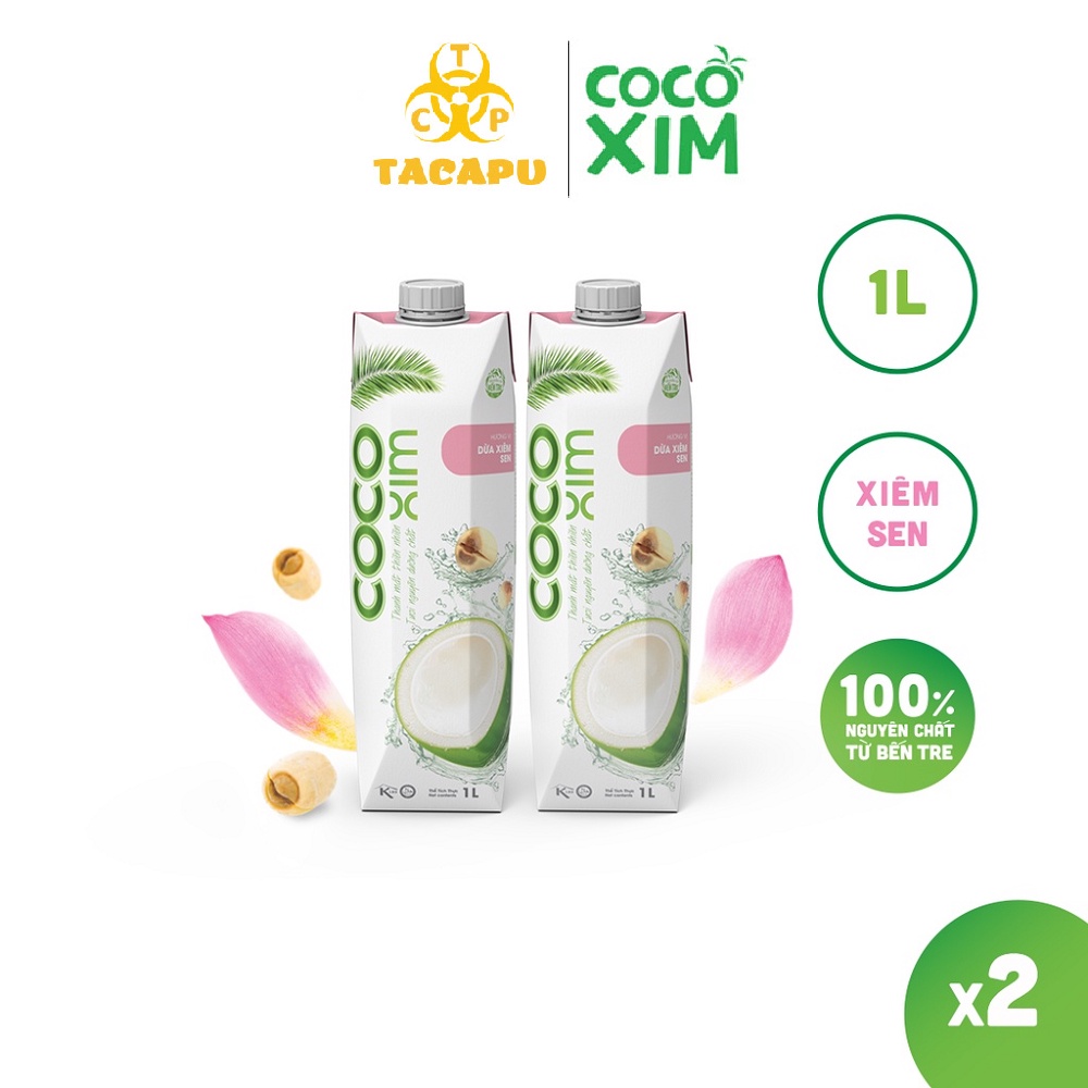 Combo 2 Hộp Nước Dừa Xiêm Sen - Xiêm Xanh 100% Dừa Tươi Nguyên Chất 1000ml Cocoxim - Thương hiệu COCOXIM - TACAPU