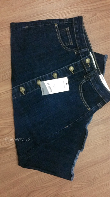 Chân váy Jean chữ A dáng dài đính cúc cắt gấu và xẻ vạt trước CT Jeans cực kỳ đẹp, hàng VNXK, 3 màu cực kỳ dễ phối đồ