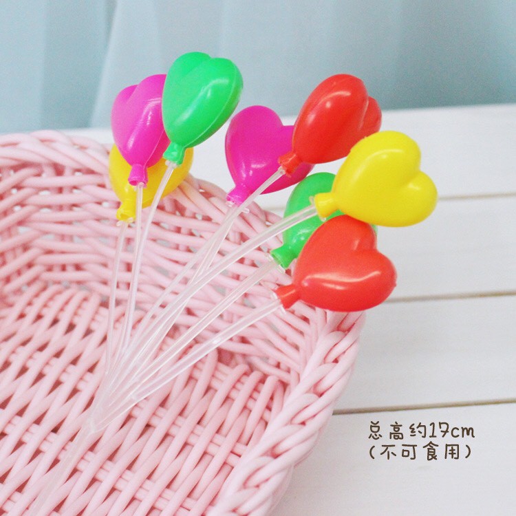 Phụ Kiện Trang Trí Bánh Sinh Nhật Bánh Kem - Chùm Bóng Trụ Nhựa Hình Tim, Tròn
