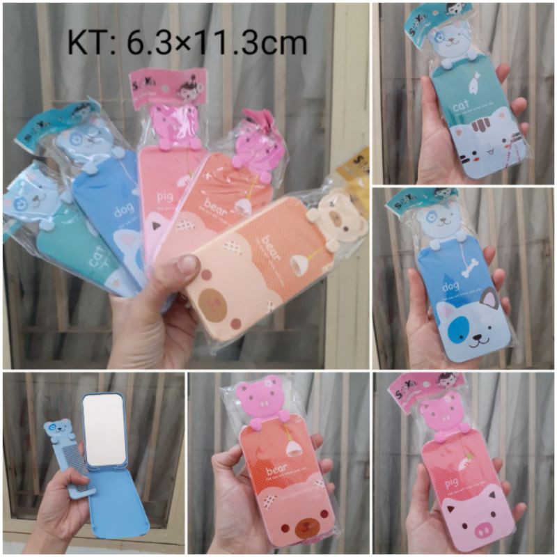 Gương soi kèm lược bỏ bóp mẫu dài (6.3×11.3cm)