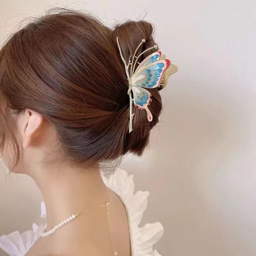 Kẹp Tóc Hình Bướm / Cá Mập Bằng Hợp Kim Nhiều Màu Thời Trang Cho Nữ