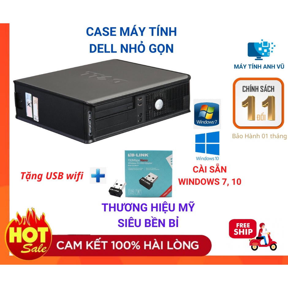 Case máy tính Dell làm việc chơi GAME với VGA rời - Tặng kèm USB thu Wifi