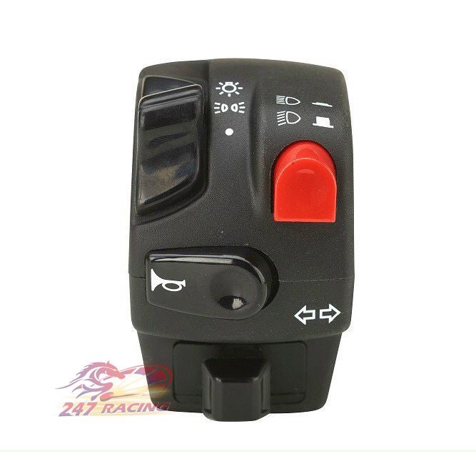 Cùm Công Tắc Trái Domino nút Đỏ gắn xe máy Sirius Exciter Wave Dream Sonic Satria...