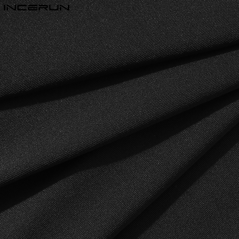 INCERUN Áo Thun Ba Lỗ Màu Đen Phối Tua Rua Thời Trang Mùa Hè Cho Nam Giới