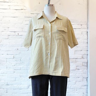 Usthebasic - Áo sơ mi nữ Stripe Pocket Short Sleeves Shirt