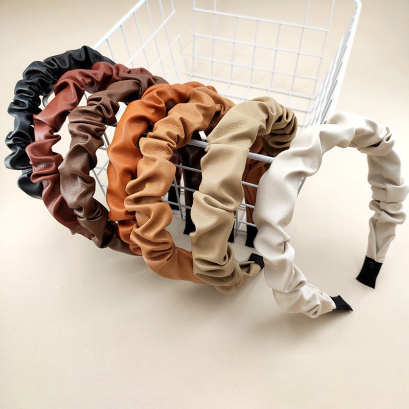 Băng Đô Da Pu Màu Trơn Đơn Giản Thời Trang Cho Nữ