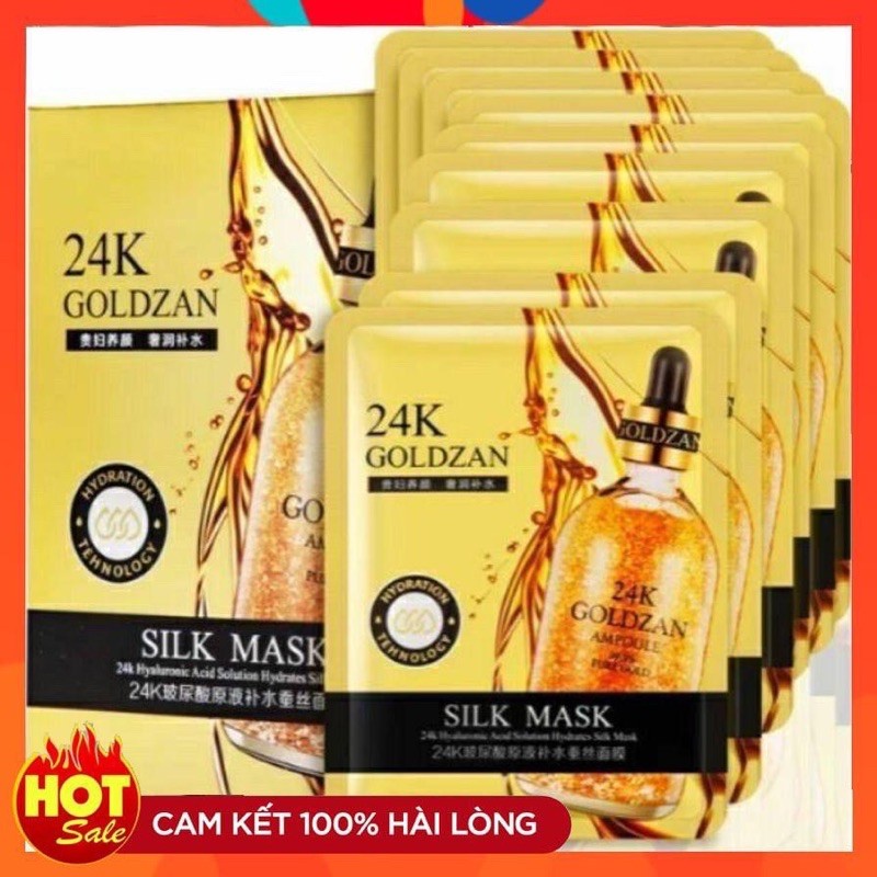 1 Hộp 10 miếng Mặt nạ lụa vàng 24k Goldzan Silk Mask chính hãng