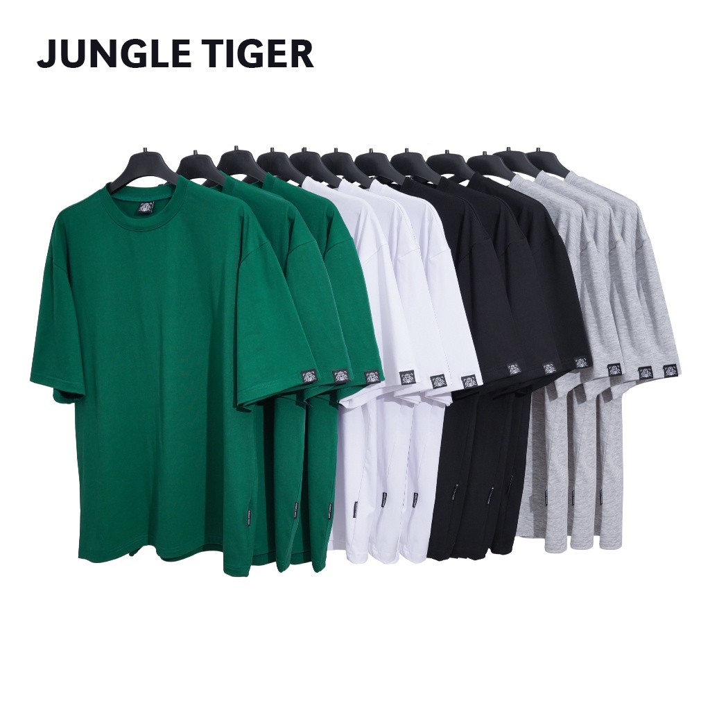 Áo Thun Unisex Trơn JUNGLE TIGER áo phông Basic Tee Tay Lỡ nam nữ Cotton oversize form rộng