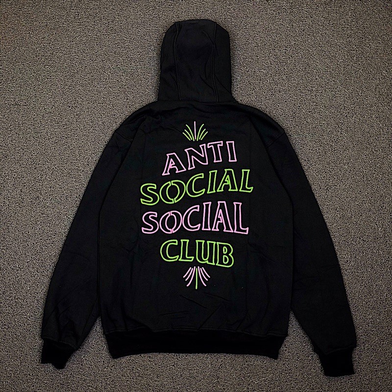 Anti Social Social Club Áo Khoác Hoodie Màu Đen Cá Tính Thời Trang