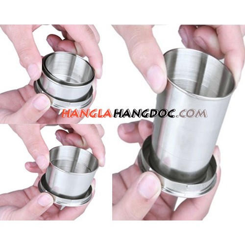 Cốc xếp inox kiêm móc khóa 150ml tiện lợi đi du lịch, phượt