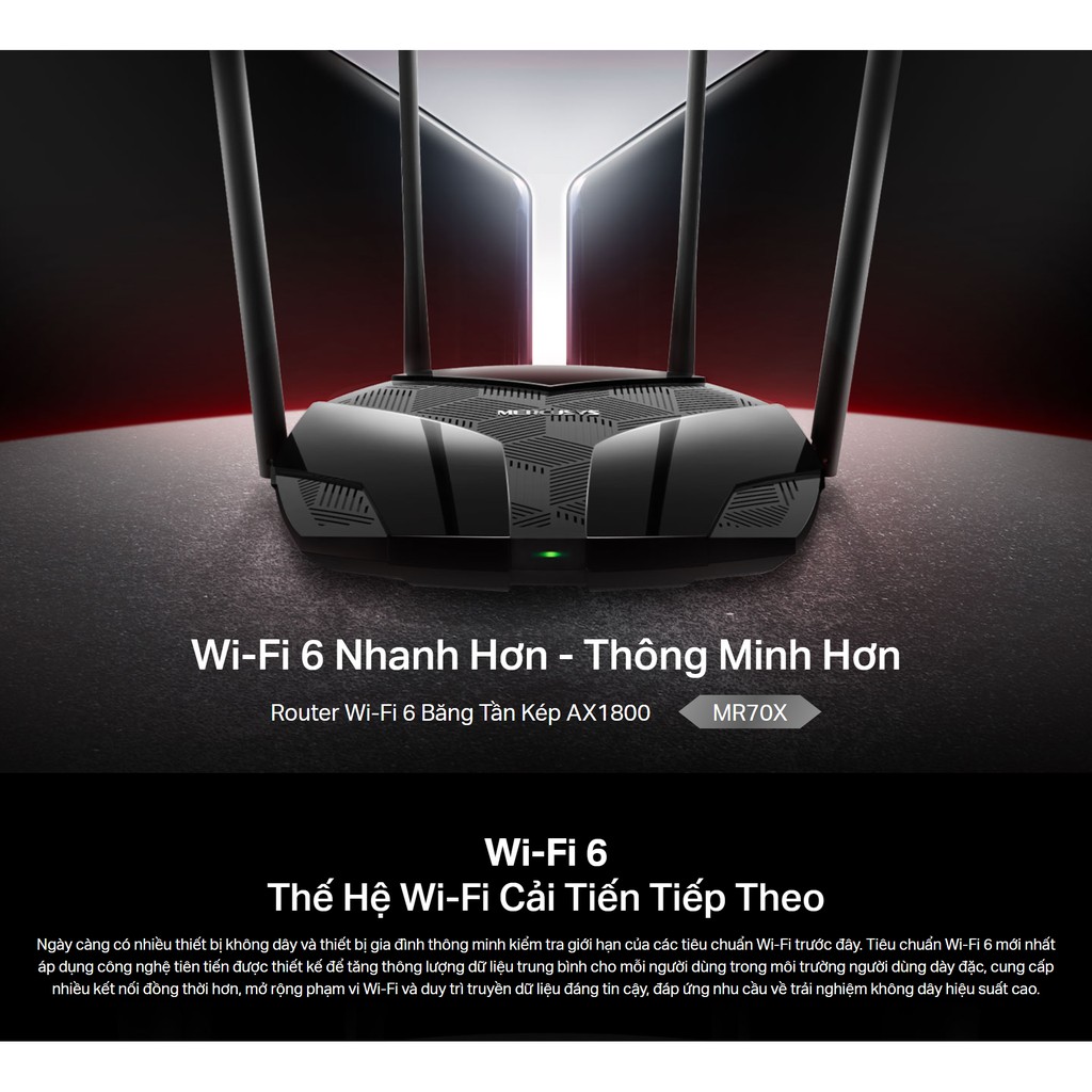 Bộ Phát Wifi MERCUSYS MR70X Wifi 6 Băng Tần Kép AX1800 - Hàng Chính Hãng | WebRaoVat - webraovat.net.vn