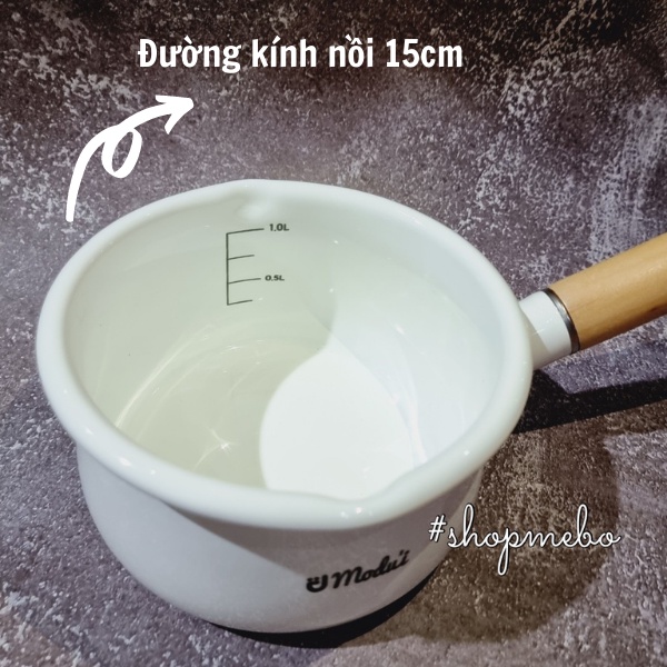 NỒI QUÁNH CERAMIC CÁN GỖ CHO BÉ ĂN DẶM CÓ VẠCH CHIA ML