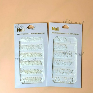 sét hạt trai nửa gắn móng trang trí móng