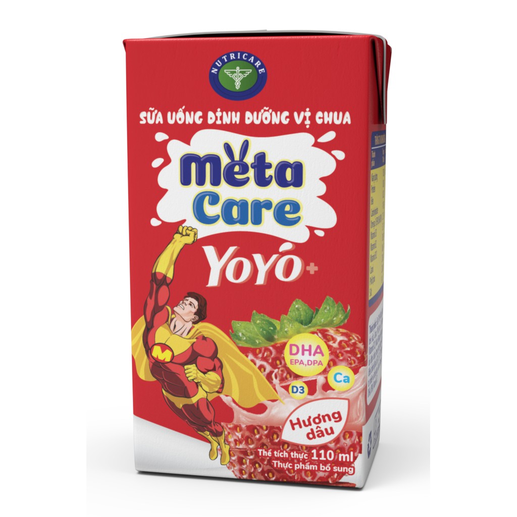 SỮA UỐNG DINH DƯỠNG VỊ CHUA METACARE YOYO (3 VỊ DÂU, CAM, ĐÀO) 110ML