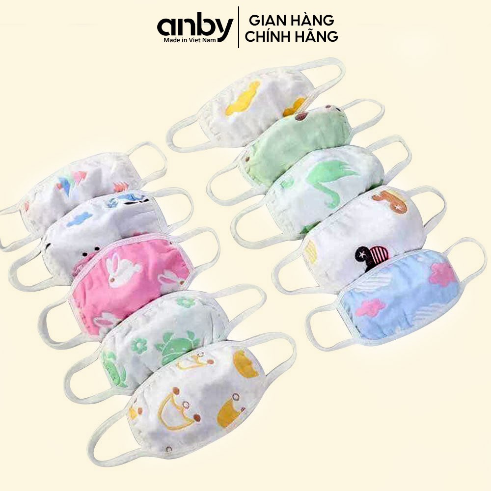 Khẩu trang trẻ em ANBY vải xô 6 lớp chống bụi cho bé từ 1 đến 3 tuổi