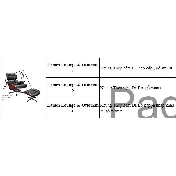 GHẾ THƯ GIÃN, ĐỌC SÁCH  - Ghế thư giãn Eames Lounge & Ottoman cực xịn