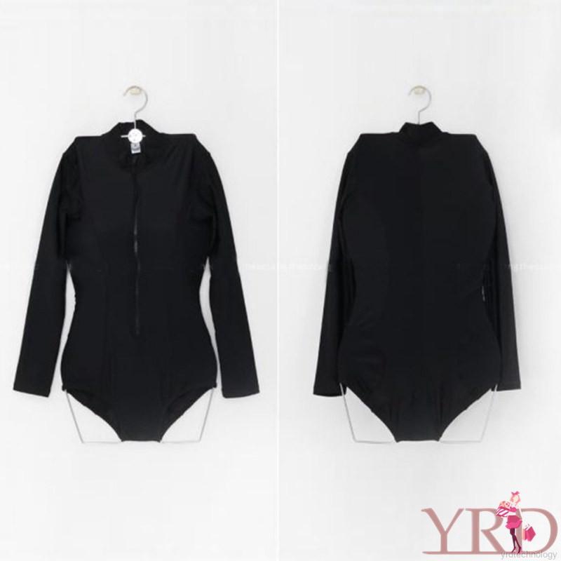 Women Sexy Tight-Fitting Long-Sleeved Zipper One-Piece Swimsuit