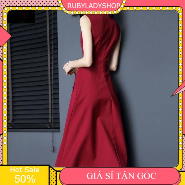 ĐẦM XOÈ PHỐI NÚT DÁNG DÀI CAO CẤP