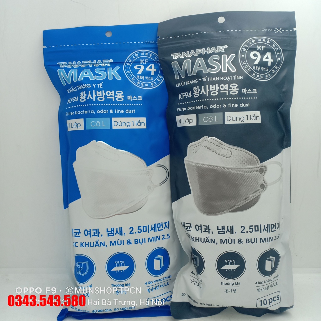 Khẩu trang y tế KF94 TANAPHAR MASK dùng 1 lần túi 10 chiếc