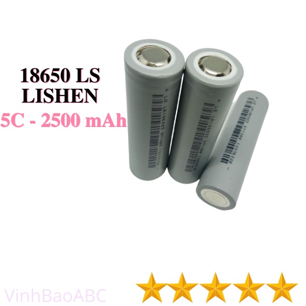 Pin 18650 LS LISHEN Xám 5C Chính Hãng, Dung Lượng Cao 2500 mah, Dòng Xả 12.5A