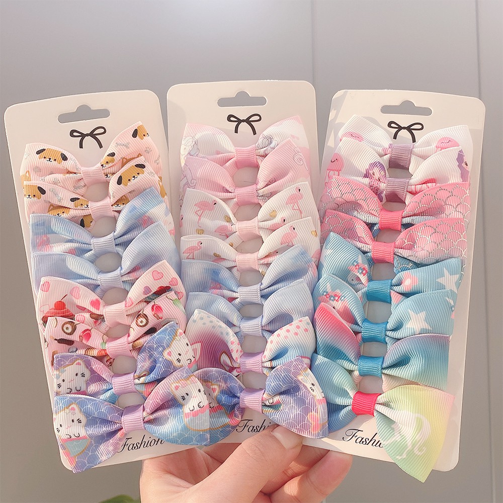 Bộ 8 Kẹp tóc KIDSBOWS phối nơ phong cách thời trang xinh xắn dễ thương cho bé gái