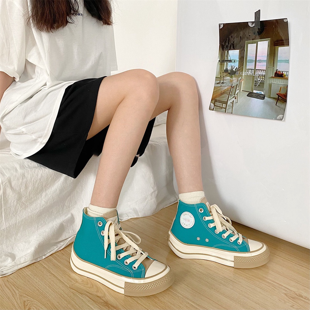 Giày Vải Canvas Đế Mềm Dày Thoáng Khí Phong Cách Hồng Kông Cổ Điển Thời Trang Hè Thu Cho Nữ