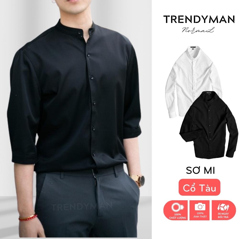 Áo Sơ mi nam cổ tàu Trendyman, chất vải lụa thái mềm mại không nhăn, không xù, tôn dáng