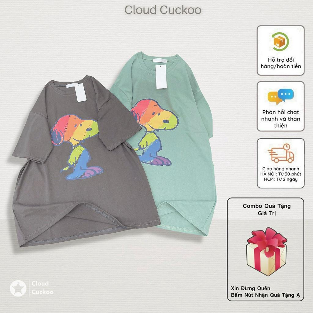 Áo Thun Nữ Dáng Rộng Hình Chú Chó Trắng Chất Cotton Bền Đẹp Đứng Phom Áo Thấm Hút Mồ Hôi - Mã Số: ATG8277