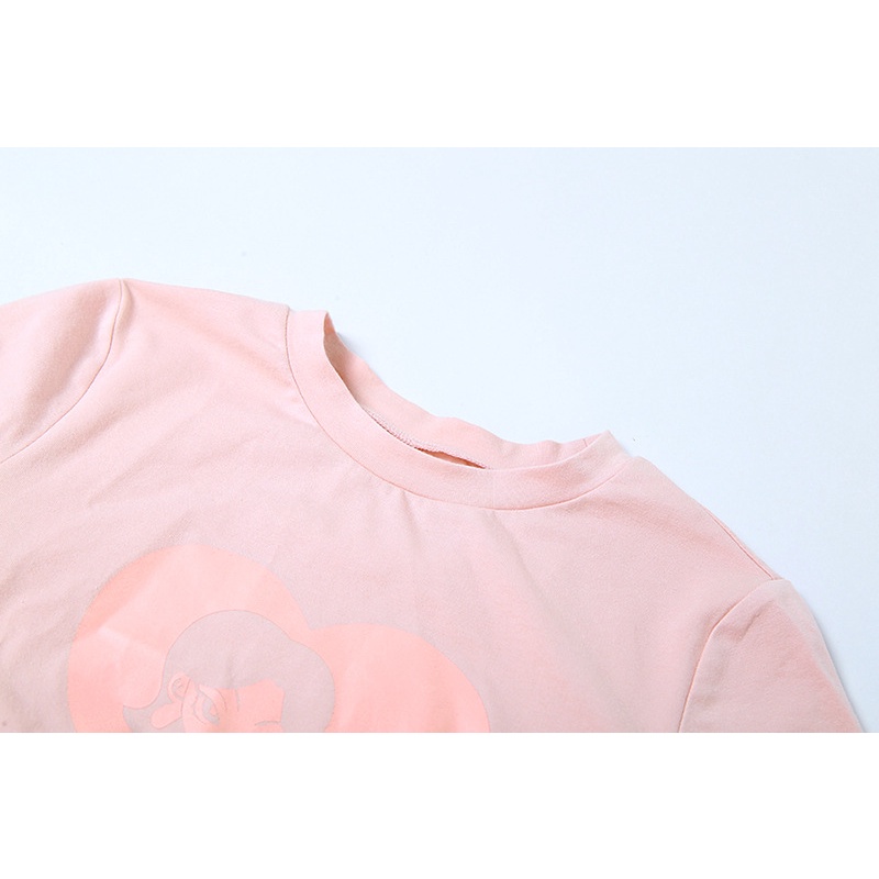 Áo Thun Tay Ngắn Cổ Tròn In Chữ Phối Dây Xích Thời Trang Cá Tính Cho Nữ