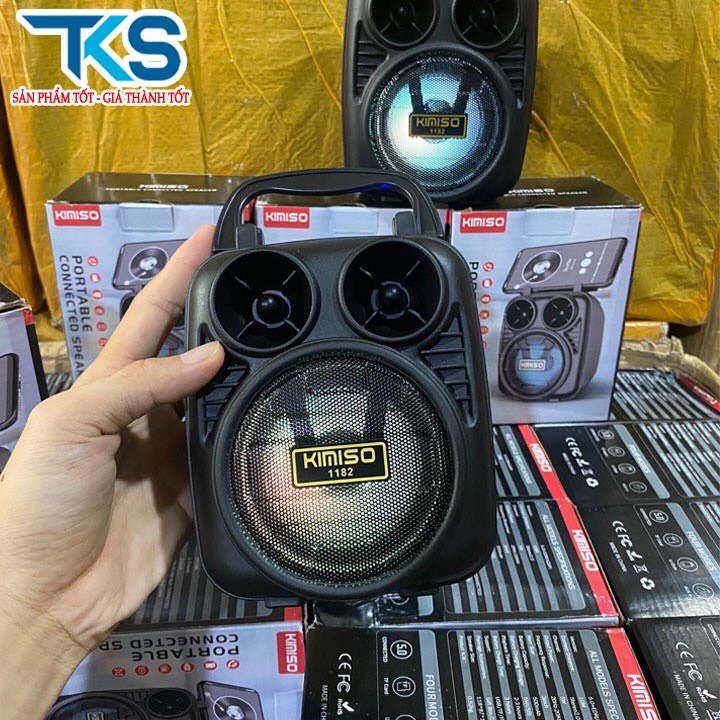 Loa Bluetooth Mini Xách Tay Kimiso 1182 Công Suất Lớn Có Đèn Led Nhấp Nháy, Âm Thanh Chuẩn, Làm Giá Đỡ Điện Thoại