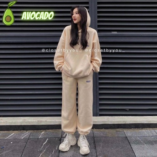 Bộ nỉ nữ trơn có mũ cao cấp hàng đẹp chuẩn hàng QC