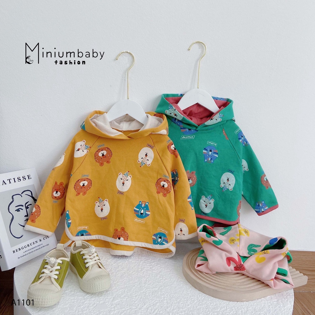 Áo Hoodie Ngộ Nghĩnh Cho Bé trai/gái miniumbabyfashion BÉ RỰC RỠ NGÀY ĐÔNG- A1101