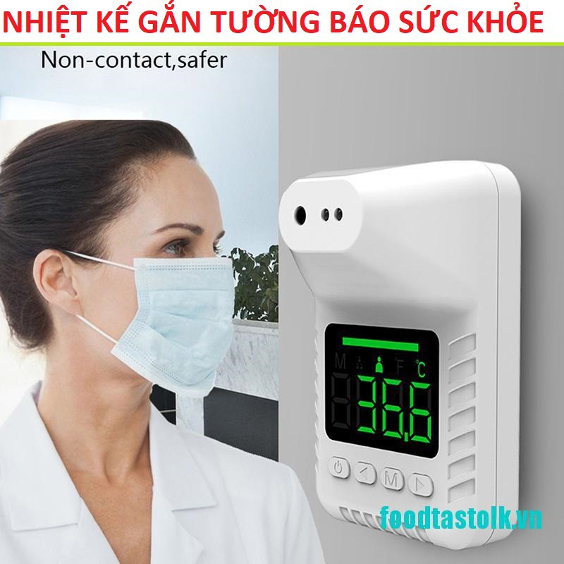 Nhiệt kế điện tử đo trán hồng ngoại không tiếp xúc tự động gắn tường loại tốt bảo hành 24t